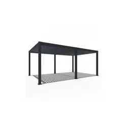 Weide Elektrische Deluxe Plus Pergola mit LED | Voll-Alu-Pavillon | 4 x 6 M | Lamellendach anthrazit