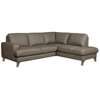Ecksofa Fargo Leder Grau Schlamm
