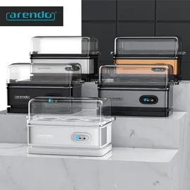 Arendo Eierkocher 6-fach, 400 W, Edelstahl, Warmhaltefunktion, Härtegrad einstellbar, für 6 Eier, Schwarz