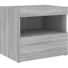 vidaXL Nachttische mit LED-Leuchten 2 Stk. Grau Sonoma 50x40x45 cm