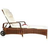 Gartenliege Sonnenliege Relaxliege Rattan Polyrattan Liege Braun Rattanliege