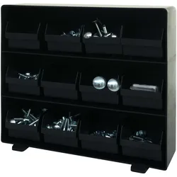 Aufbewahrungsbox MCW-M10, Lagersystem Kleinteileboxen, 12 herausnehmbare Fächer, 30x33x8cm schwarz