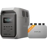 EF ECOFLOW PowerStream Balkonkraftwerk, 0% VAT 800W WLAN netzgekoppelter Mikrowechselrichter, 1,5kWh Delta 3 1500 tragbare Powerstation, Energieverbrauchssteuerung, App-Steuerung
