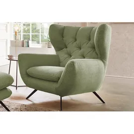 KAWOLA Sessel, Grün, Textil, Echtholz, Füllung: Komfortschaum, 100x106x95 cm, Wohnzimmer, Sessel, Polstersessel