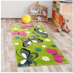 Kinderteppich Bunt Kinderzimmer-Teppich mit Schmetterling-Design in grün, Carpetia, rechteckig, Höhe: 13 mm grau|grün|weiß 160 cm x 230 cm x 13 mm