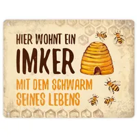 Trendaffe Metallschild XL mit Spruch: Hier wohnt ein Imker...