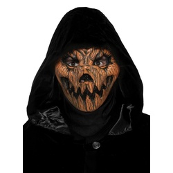 Maskworld Kostüm Pumpkin Latexmaske mit schwarzem Umhang, 2-teiliges Set zur schnellen, gruseligen Verwandlung schwarz