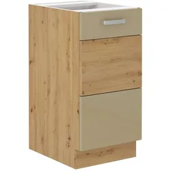 Unterschrank 40 Eiche Artisan Cappuccino Hochglanz Küchenzeile Küchenblock Küche