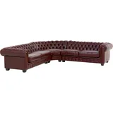 Woodkings Chesterfield Ecksofa III Echtleder rot Sofa Couch Ledersofa Bigsofa