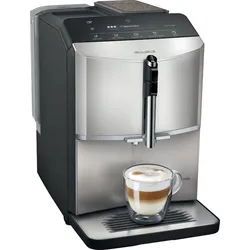 SIEMENS Kaffeevollautomat "EQ300 TF303E07, viele Kaffeespezialitäten, OneTouch-Funktion", schwarz (inox silber metallic), B:25,1cm H:38,3cm T:43,3cm, Kaffeevollautomaten, benutzerfreundliches Display, Keramikmahlwerk, silber metallic, Kaffeevollautomat
