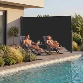 Tectake Seitenmarkise 200 x 300 cm schwarz Aluminium