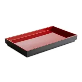 APS 15456 GN 1/2 Tablett "ASIA PLUS", 32,5 x 26,5 cm, Höhe 3 cm, Melamin, schwarz matt/rot glänzend