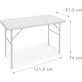 Relaxdays Bastian Gartentisch 122 x 61,5 x 74 cm weiß klappbar