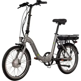 Saxonette E-Bike Faltbike, 20Zoll, Frontmotor, 281 Wh Akku 3 Gang, Nabenschaltung, ( Pedelec, Elektrofahrrad )mit Rücktrittbremse (Farbe: silver ) - Silber