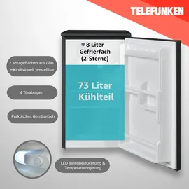 Telefunken CF-32-152-B Kühlschrank (82 l, 838 mm hoch, Schwarz)
