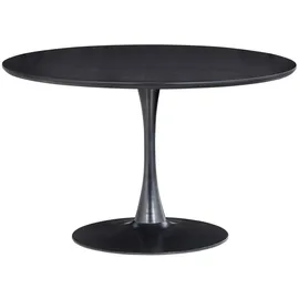 Woood Esstisch Sammy rund, MDF und Metall, modern mit Mittelfuß, schwarz, Ø120 cm, für 4–6 Personen