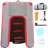 Hundebadeleiter Aufblasbare Hundepool-Ausstiegsrampe mit Pumpe/Seil/Reparaturset, PVC Rutschfeste Schwimmende Hunderampe für Seen/ Boote/ Anlegestellen/ Yachten, Tragbar & Wiederverwendbar(Red,150L x