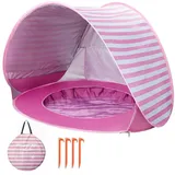 FOUORTUNATE-BEE Strandmuschel Pop Up Strandzelt mit Mini Pool UV Sonnenschutz für Kleinkinder, Ideal für Strand Garten Picknick Camping Reisen und Sommertage rosa