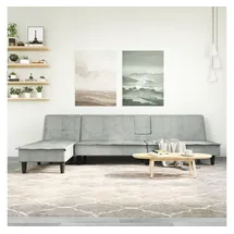 vidaXL Schlafsofa in L-Form Hellgrau 255x140x70 cm Samt