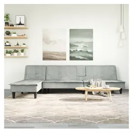 vidaXL Schlafsofa in L-Form Hellgrau 255x140x70 cm Samt