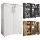 VCM Holz CD DVD Stand Regal/Schrank platzsparender CD Schrank mit 2 abschließbaren Türen für 600 CDs oder 260 DVDs oder 144-Videos Maße: H. 93 x B. 60 x T. 31 cm 20 variable Einlegeböden – Engalo XL