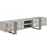 KAWOLA Lowboard MARGO TV-Board 2 Türen 2 Fächer Ulme furniert grau Fuß Edelstahl gebürstet