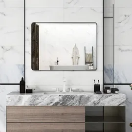 Costway Badezimmerspiegel, Schwarz, Glas, 56x3x76 cm, Badezimmer, Badezimmerspiegel, Badspiegel