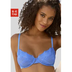 Bügel-BH LASCANA "Marla", Damen, Gr. 90, Cup B, blau, Spitze, Obermaterial: 90% Polyamid, 10% Elasthan, modisch, BHs, aus extravaganter Spitze, Dessous