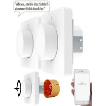 Luminea Home Control 2er-Set WLAN-Unterputz-Lichtschalter mit Dreh- & Drück-Funktion, App
