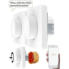 Luminea Home Control 2er-Set WLAN-Unterputz-Lichtschalter mit Dreh- & Drück-Funktion, App