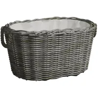 vidaXL Holzkorb mit Tragegriffen 60 x 40 x 28 cm grau weide