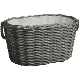 vidaXL Holzkorb mit Tragegriffen 60 x 40 x 28 cm grau weide