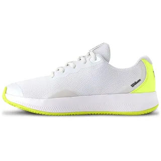Wilson Intrigue Lite Damen-Tennisschuhe, Dynamischer Komfort und Vielseitigkeit, Weiß/Safety Yellow/Navy Blazer, Größe 6