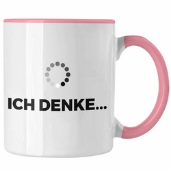 Trendation Tasse Trendation – Lustige Tasse mit Spruch Ich Denke Kaffeetasse mit Spürchen Büro Arbeit Kollege Geschenk rosa