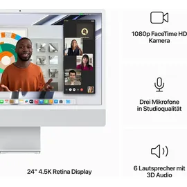 Apple iMac 24" Retina 4,5K Display 2023 M3 8 GB RAM 512 GB SSD 10-Core GPU Silber