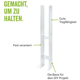 GAH Alberts Alberts 214968 H-Pfostenträger | feuerverzinkt | lichte Breite 91 mm Gesamthöhe 600 mm | Materialstärke 5 mm | 2er Set