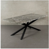 MAGNA Atelier Esstisch SPIDER mit Marmor Tischplatte, Dining Table, Küchentisch, Naturstein, 200x100cm - 160x80cm grau 200 cm x 100 cm