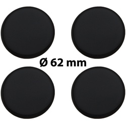 4 x Ø 62 mm Polymere Aufkleber / Schwarz / Nabenkappen, Felgendeckel