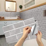 Küchen Fliesenaufkleber, 24 Stück Mosaik Fliesenaufkleber 15x30cm Badezimmer Selbstklebende Fliesendekor Aufkleber Backstein zum Küche Esszimmer Bad Fliesenfolie Deko