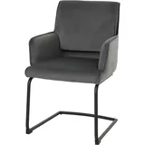 Mendler Freischwinger HWC-N60, Esszimmerstuhl Küchenstuhl Stuhl, Stoff/Textil Öko-Tex ~ dunkelgrau