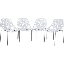 Makika Retro Stuhl Design-Stuhl - CALUNA 4er Set in Weiß