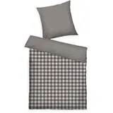 Tom Tailor Flanell-Bettwäsche, 80x80 cm + 135x200 cm, 100% Baumwolle/ Flanell, Mit Wendemotiv und farbigem Markenreißverschluss, CLASSIC CHECK Grau, Beige (Anthracite & Sunny Sand)