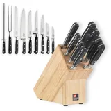 Richardson Sheffield V SABATIER Messerblock mit Messer Set, 10-teilig, scharfe Messer, Chrom-Molybdän-Vanadium-Stahl, massiver Holz-Block, hochwertiges & schönes Design
