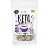 DIET-FOOD Bio Keto Granola mit Schwarzer Johannisbeere Fettreiches Glutenfreies Granola Frühstück Müsli Low Carb Non-GMO Snack Ohne Zuckerzusatz 200g 1er Pack