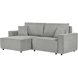 Beliani Ecksofa Stoff 3-Sitzer Grau