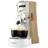 Philips Senseo CSA240/05 Kaffeepadmaschine Weiß, Holz