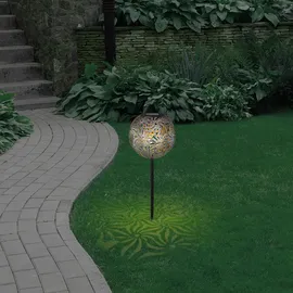 GLOBO LED Solar Kugelleuchte Geflecht Metall spritzwassergeschützt grau silberfarben