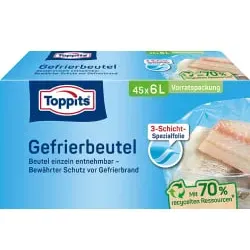 Toppits® Gefrierbeutel Standboden Vorratspack  4008871208149  , Fassungsvermögen: 6 Liter, 1 Packung = 45 Stück