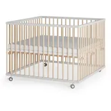 Sämann Laufgitter mit Matratze SleepPlus – Schlufpsrossen weiß/natur Premium | Gr.: 100x100 cm Babymöbel, Laufstall Baby