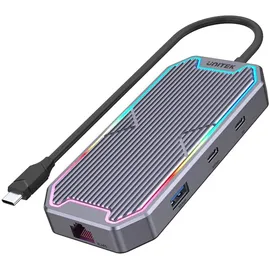 UNITEK Hub USB-C, HDMI RJ45, 3,5 mm, 100 W, 10 Gbit/s - Grau